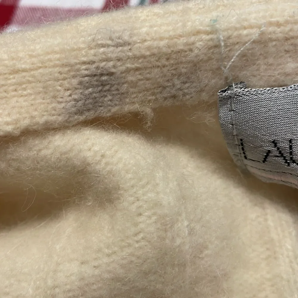 Lauren Cole Lambswool,Angora,Nylon Ladies Sweater Cardigan,Cream,Small Petite - Picture 7 of 7